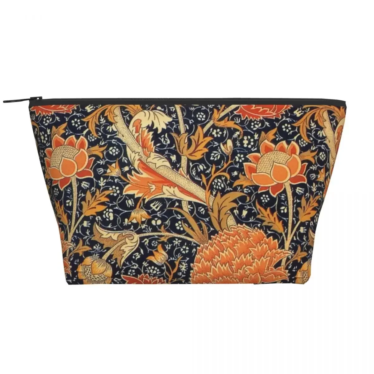 William Morris Orange Cray Floral Art Makeup Bag Women Travel Cosmetic Organizer Fashion Textile Pattern Storage Toiletry Bags