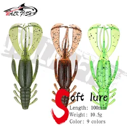 WALK FISH WALK FISH 크레이지 플래퍼 낚시 미끼, 소프트 실리콘 미끼, 새우 배스 페체, 3 개, 100mm, 10.5g