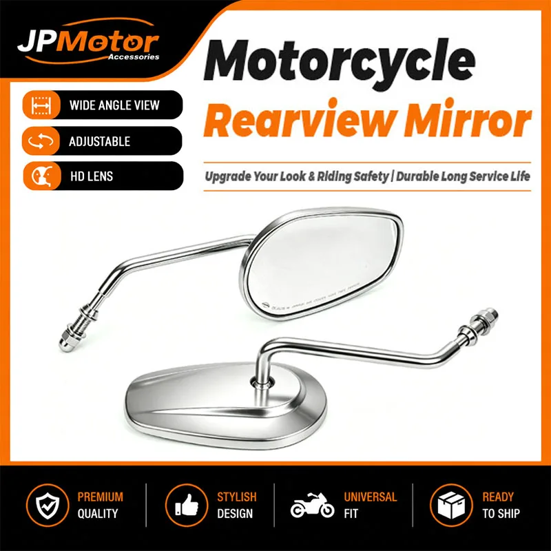 Für Harley-Davidson Rückspiegel Motorrad E-Bike Roller Verstellbarer HD Blendfreier Aluminium-Chrom-Rückspiegel – Detail 2