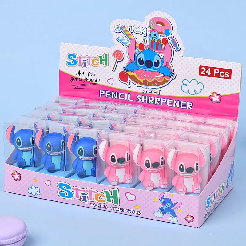 

12/24pcs Capybara Stitch Pencil Sharpener Elementary School Stationery Learning Supplies Back-to-School Gifts Prizes kawayi