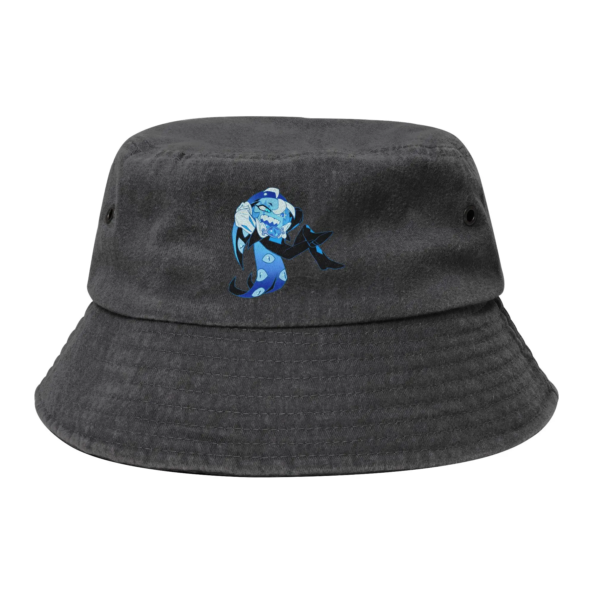 Shadow Milk Cookie Run Kingdom Bucket Hat for Women Men Beach Cartoon Anime Distressed Cotton Sun Hat for Outdoor Fishing Cap