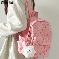 Mini Japanese Sweet Floral Print Backpack Casual Y2k Aesthetic Preppy Schoolbags Women Kawaii All Match Backpacks for Students