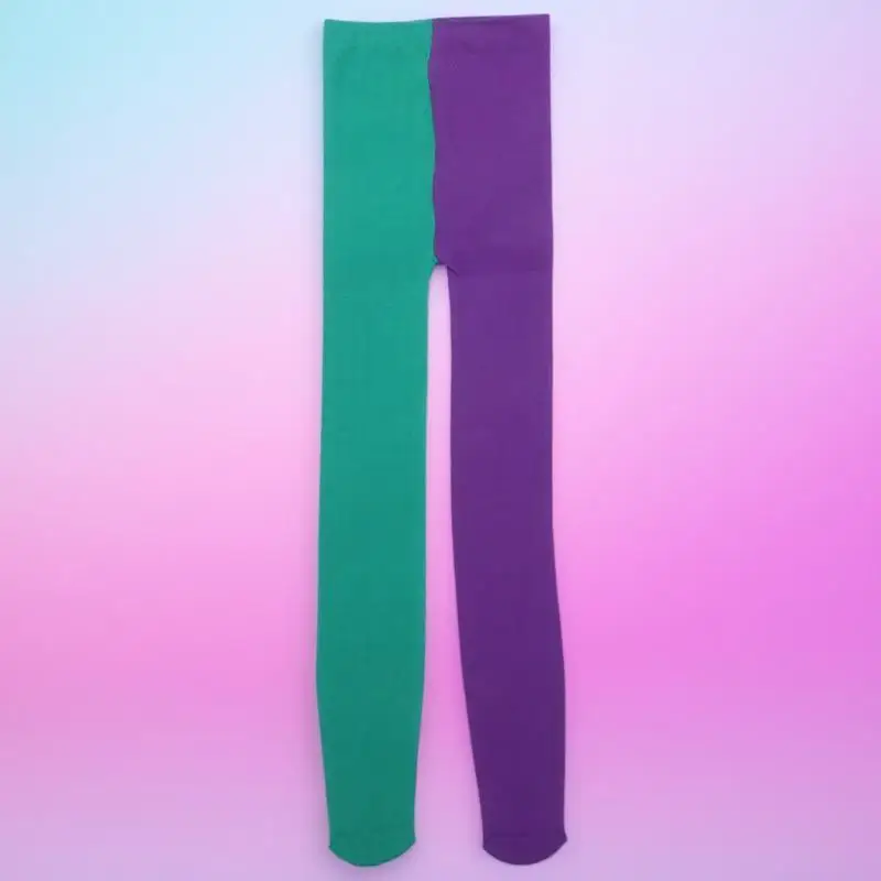 1 زوج يين يانغ جوارب طويلة الأخضر الأرجواني مطاطا أنبوب طويل لكرنفال عيد الميلاد أداء حفلة زي جوارب النساء #6