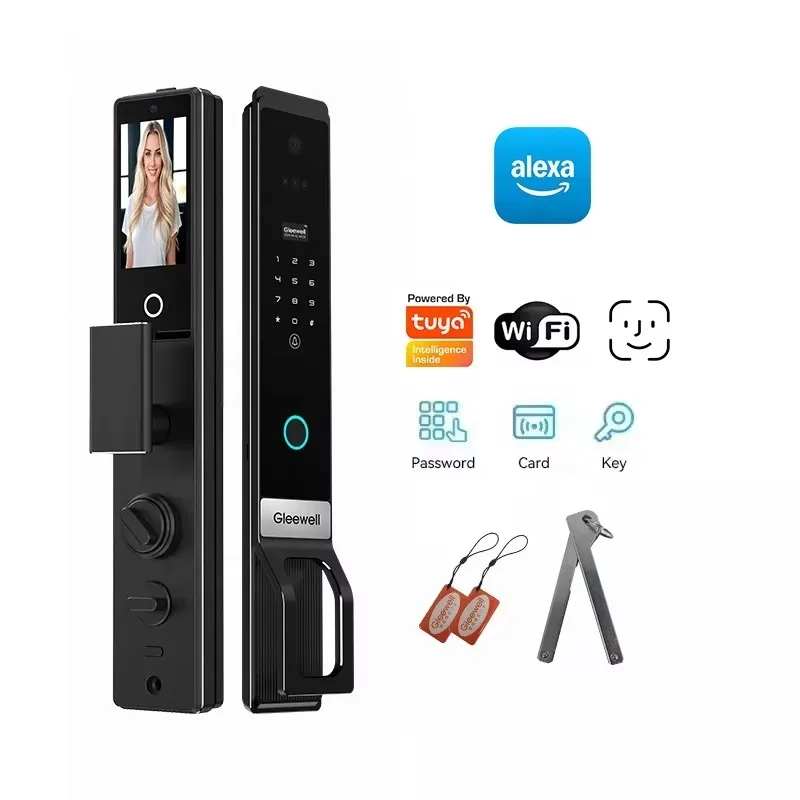 Alexa Smart Lock With 3D Face Recognition Titanium Aluminum Alloy New Full Automatic Security Palm Vein Smart Door Lock