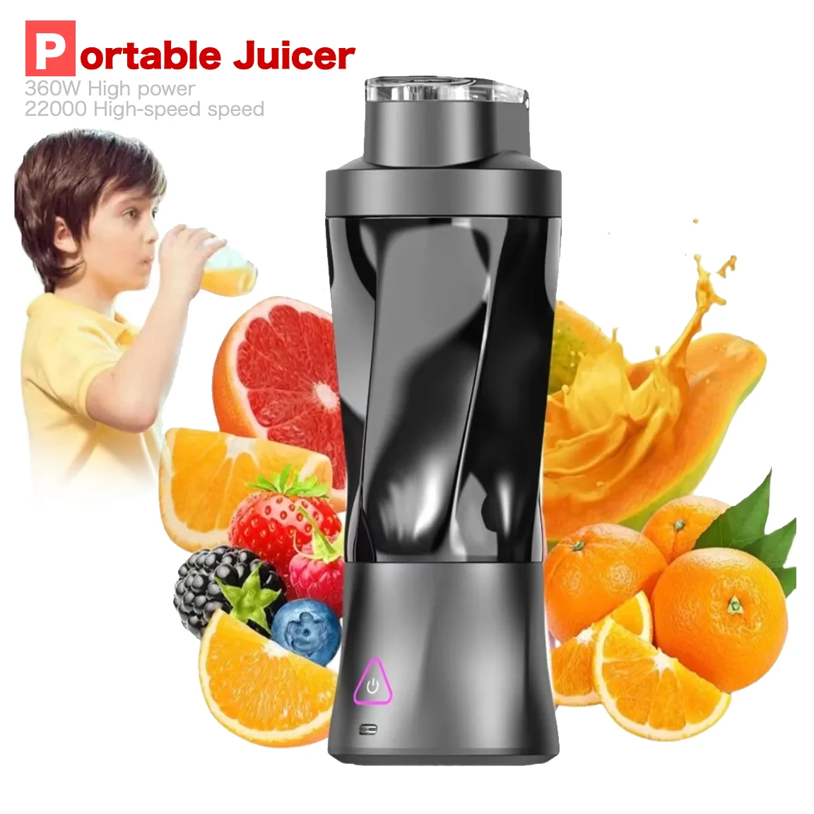 

700ml 360W Powerful Portable Waterproof Lemon Squeezer for Shakes &Smoothies Cup Travel Orange Press Rechargeable Citrus Blender