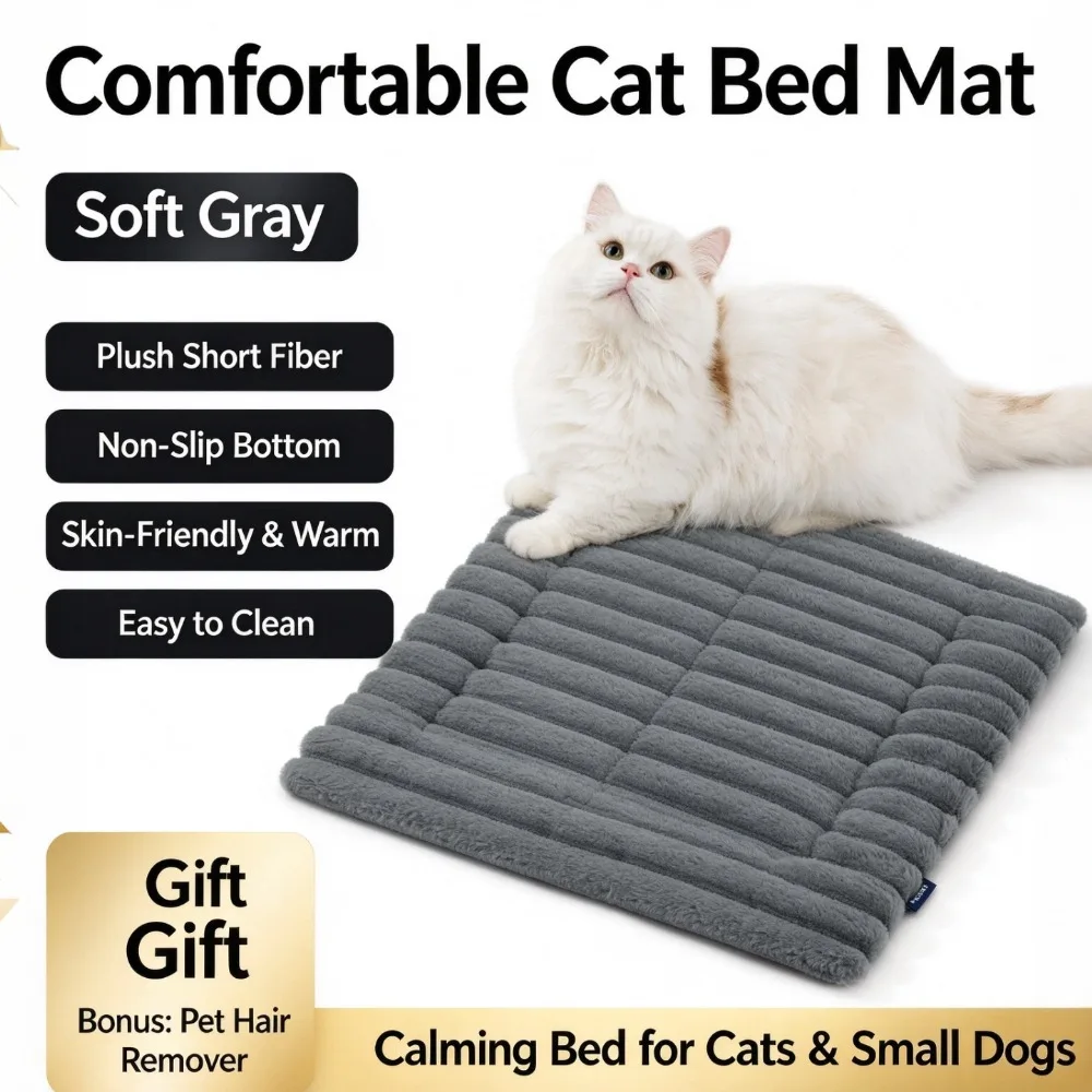 Self-Warming Cat Dog Mat, Ultra Soft Fleece Pet Crate Pad, Washable Cozy Warm Mat for Cats Dogs, Non-Slip Pet Supplies