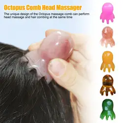 Beeswax Resin Octopus Comb Massage Hair Care Head Dredging Meridian Comb Massage Soft Silicone Brush Head Is Small And Portable