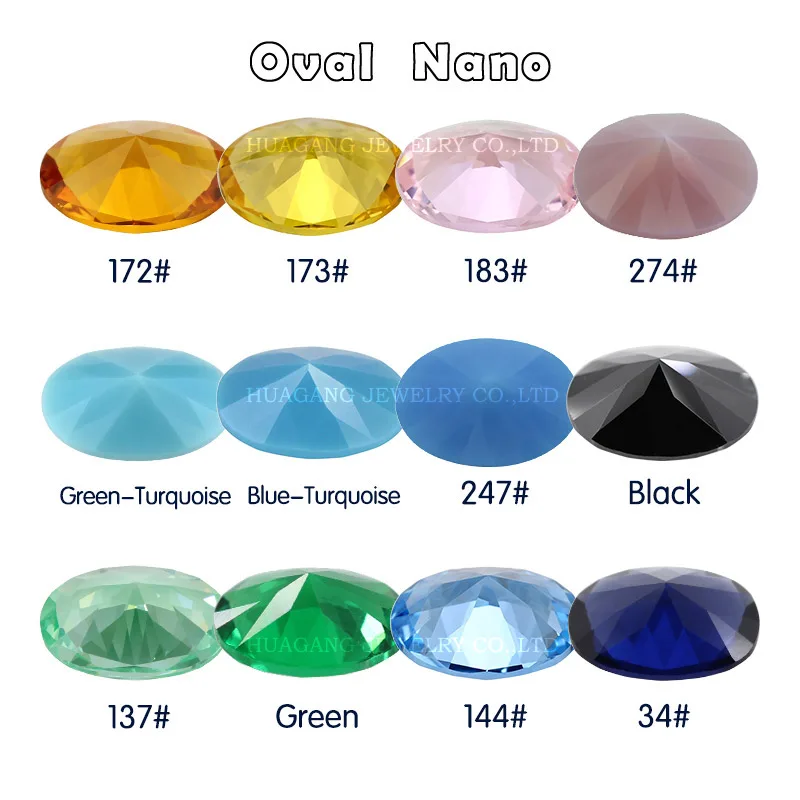 Oval Shaped Synthetic Gemstone Nano Material Pink Golden Green Sea Blue Synthetic Gemstone for Jewelry Inlay Can Be Wax Inlaid