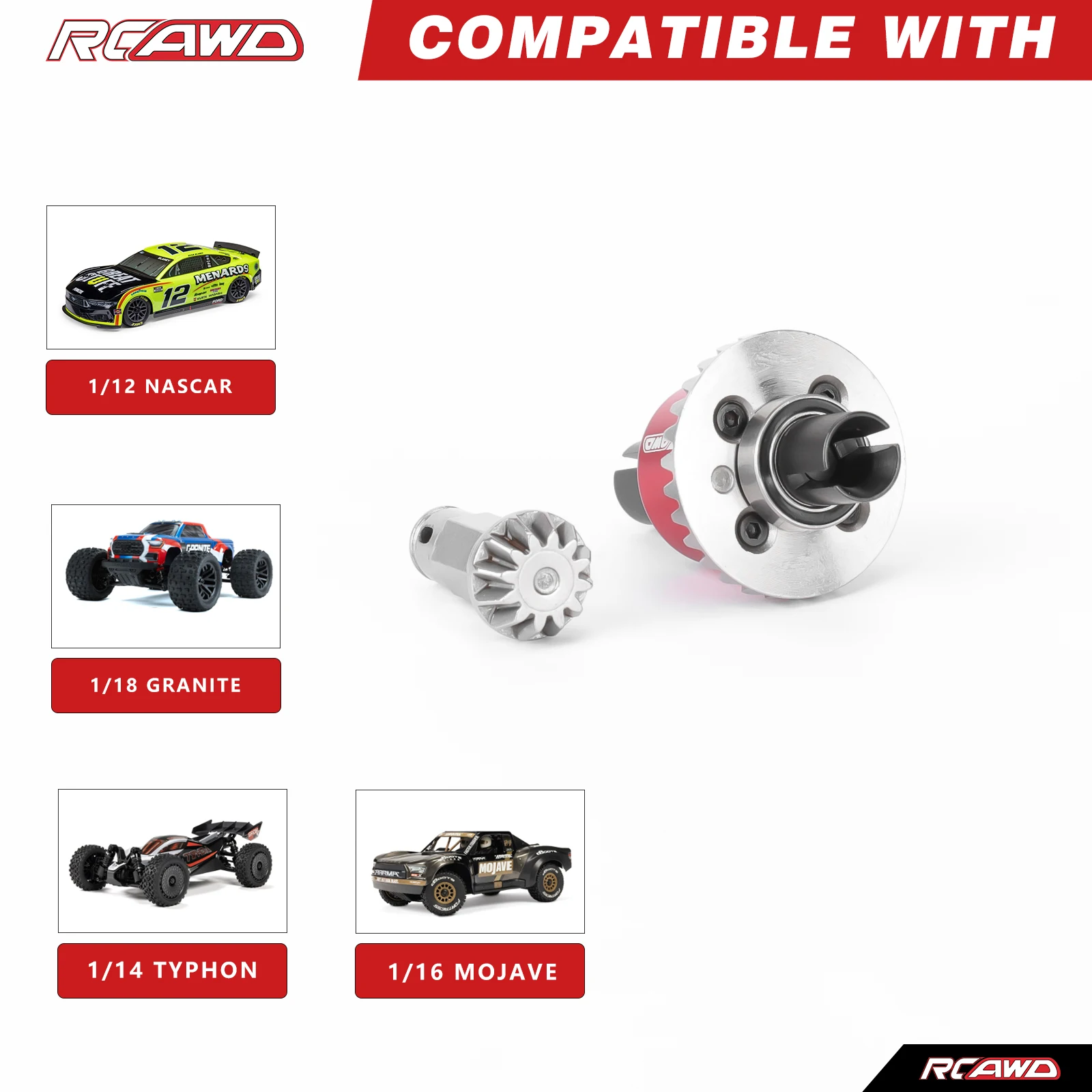 RCAWD 30T différentiel arrière avec engrenage d'entrée 12T pour ARRMA Typhon granit Mojave Grom 0.8Mod 3000cSt mises à niveau de réglage Diff étanche à l'huile