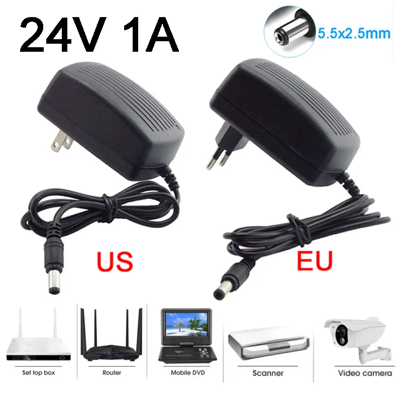 CCTV adaptador conversor de alimentação, switching suprimentos, 24V 1000ma AC 110-220V para DC 24V 1A carregador