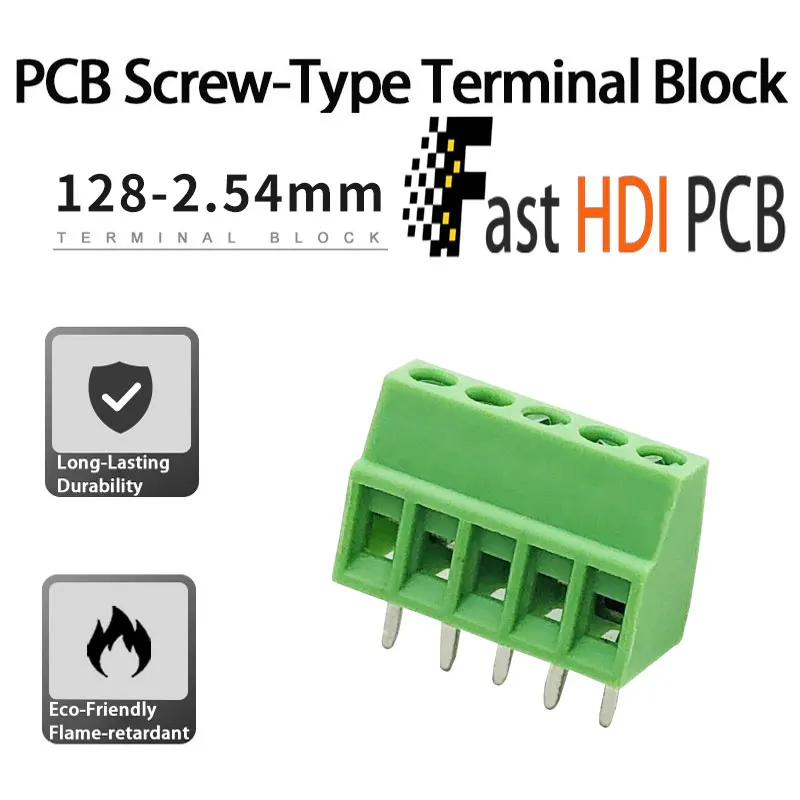 Phoenix-style DG308 128-2.54mm One-Piece PCB Mount Screw Terminal Block, 6A 150V Green 2-12P