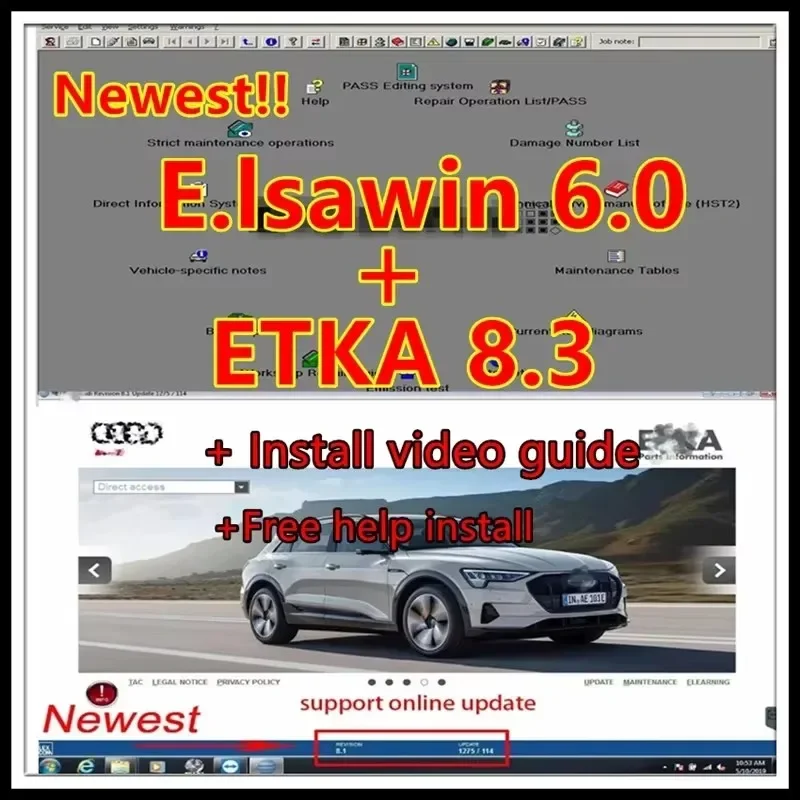 

ELSAWIN 6.0 с ET KA 8.3 Новейший для A-udi для V-W Авторемонт Программное обеспечение Группа Транспортные средства Каталог электронных запчастей