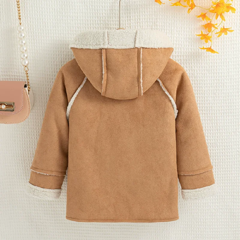 Kids Warm Cotton Jacket Winter Autumn Thicken Velvet Overcoats Girls Boys Fleece Hooded Coats Children Clothing 2-6 Years