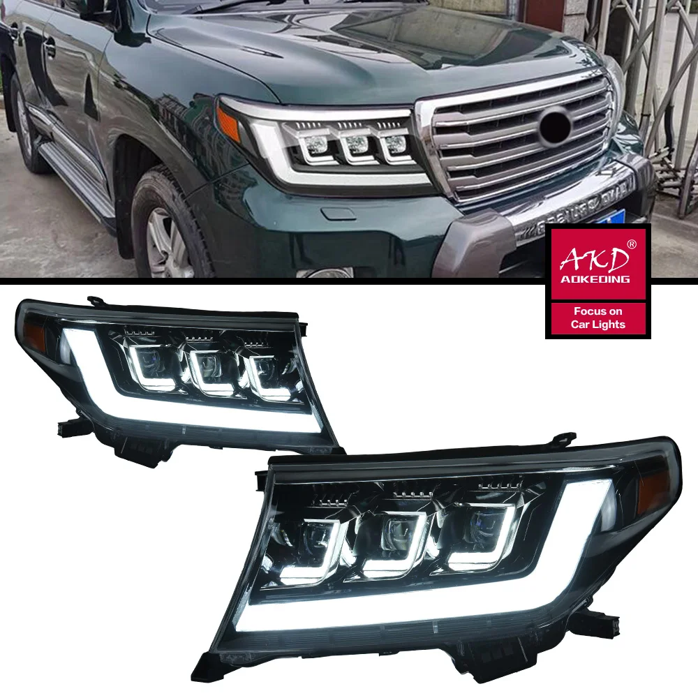 

2 PCS Auto Car Head Light Parts For Land Cruiser 2008-2015 LED Lamps Headlight Replacement DRL Dual Projector Facelift