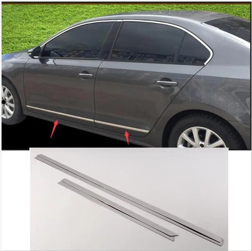 Auto Body Trim Strip Door Side Moulding Trim fit for For VW Volkswagen Jetta MK6 2012-2018  stainless steel 4pcs per set