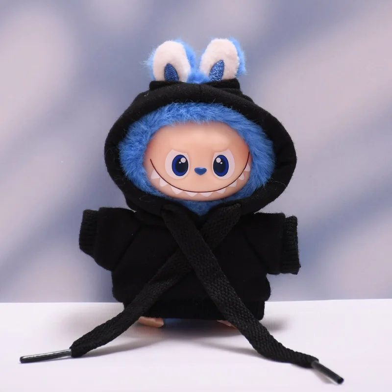 Doll Clothes For 10cm Mini Labubu 4.0 Solid-Color Hooded Sweatshirt With Drawstring Multiple Colors Available