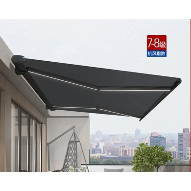 Externally retractable electric sunshade canopy full box folding remote control aluminum alloy balcony terrace courtyard househo