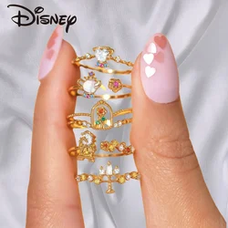 Disney Zircon Princess Collection Regulowane pierścionki Królewna Śnieżka Piękna i Bestia Biżuteria z kreskówek Pierścionek Designerskie akcesoria