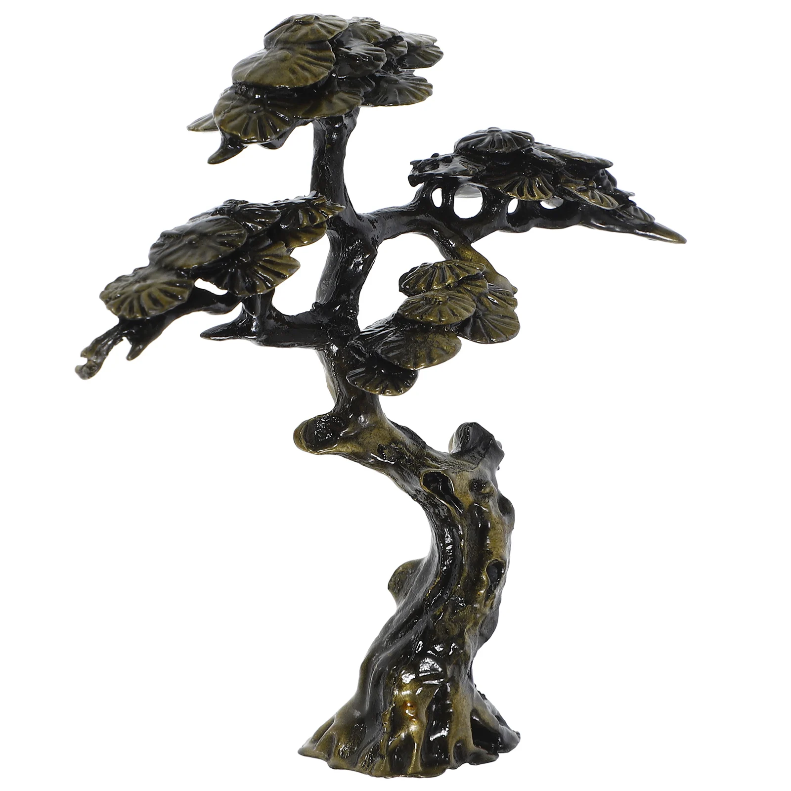 

Golden Vintage Tree Ornaments Retro Welcoming Pine Statue Copper Alloy Desktop Decor Home Accessories Decorative Crafts For Room