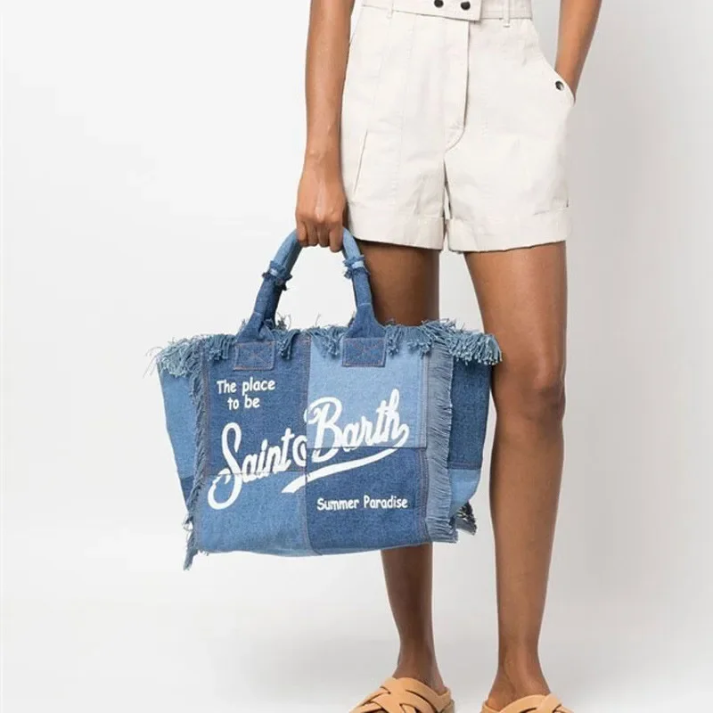 Saint Barth Trendy Damestas Grote Capaciteit Casual Reizen Gestreept Geruit Handgemaakte Kwastje Handtas Licht Luxe Comfortabel