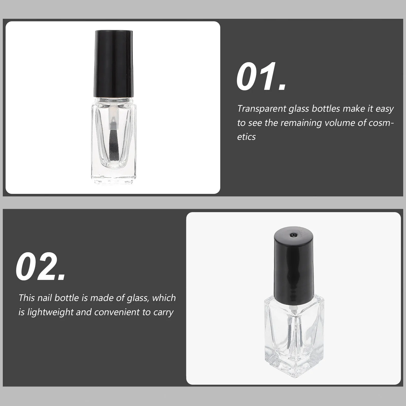 20Pcs Exquisite Glass Nail Polish Bottles 3Ml Square Empty DIY Refillable Containers for Perfume Cuticle Oil Paint Touch Up view 3