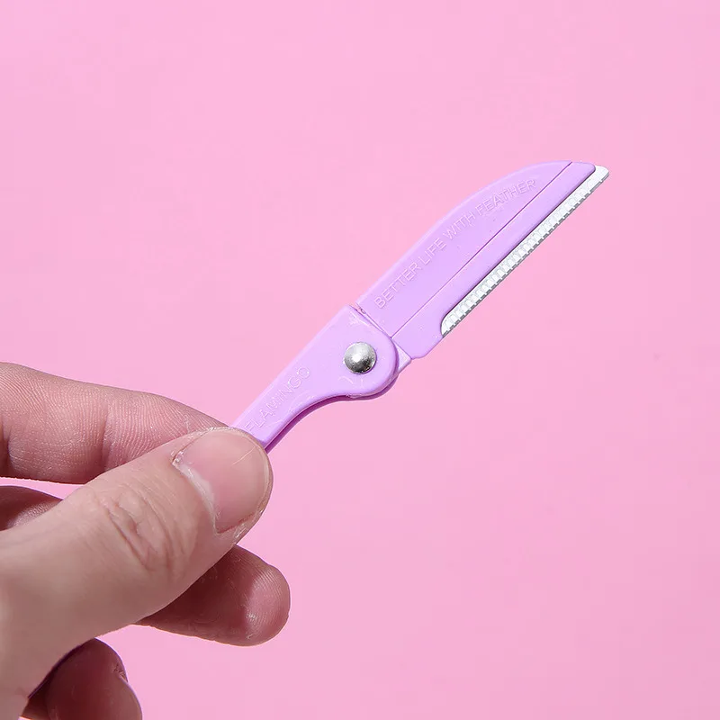 3PCS Foldable Eyebrow Trimmer Safety Type with Handle Scraper Blade Sharp Eyebrow Scraper Beauty Tool Folding Set