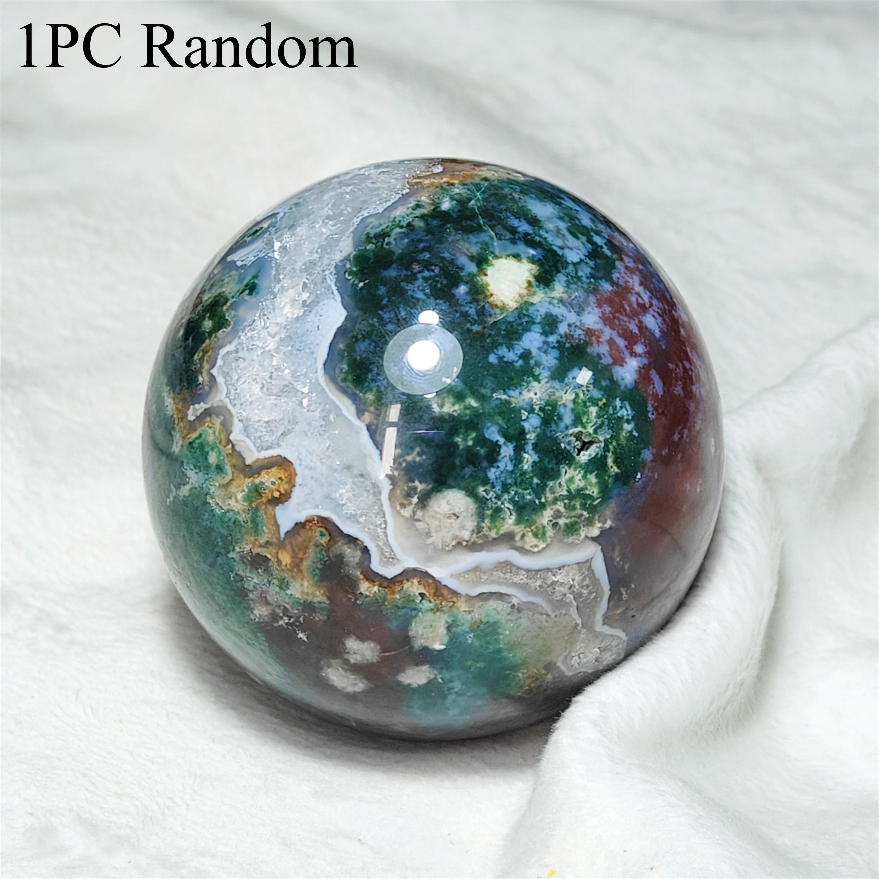 

1PC Natural Moss Agate Sphere Minerals Specimen Stone Large Ball, Home Decor&Collection Gift, Crystal, Spiritual Decor