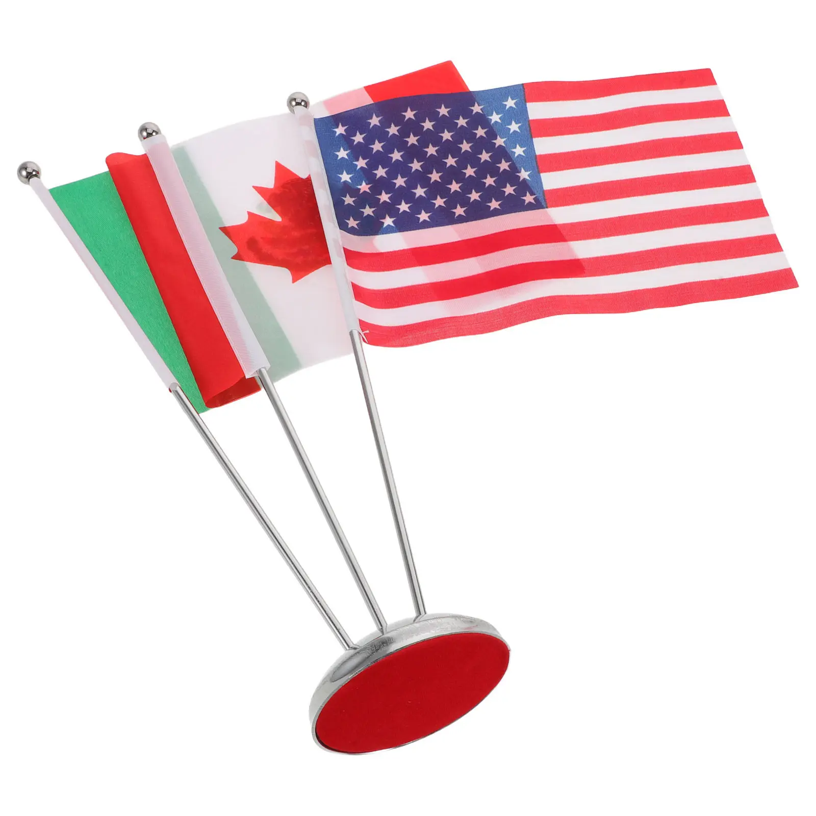 1Set Table Flags Usa Canada Mexico Miniature Metal Desk Stand Banner Office Meeting Decoration Banquet Table Flag