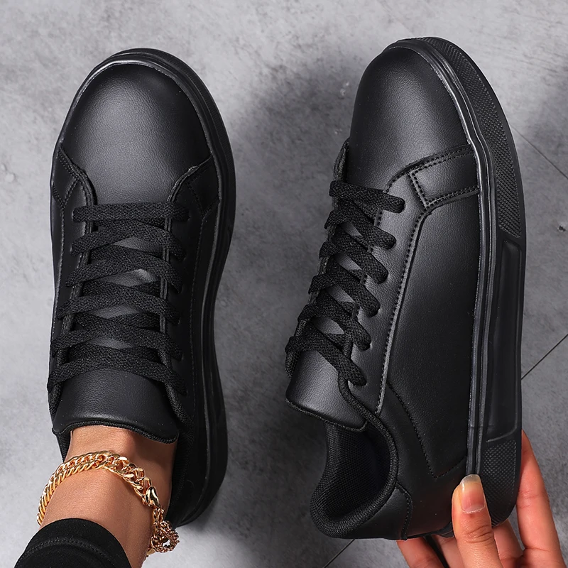 Business Casual Men's Shoes Soft Women Shoes Comfortable Casual PU Leather Shoes for Men Autumn Solid White Men Sneakers - Image 5