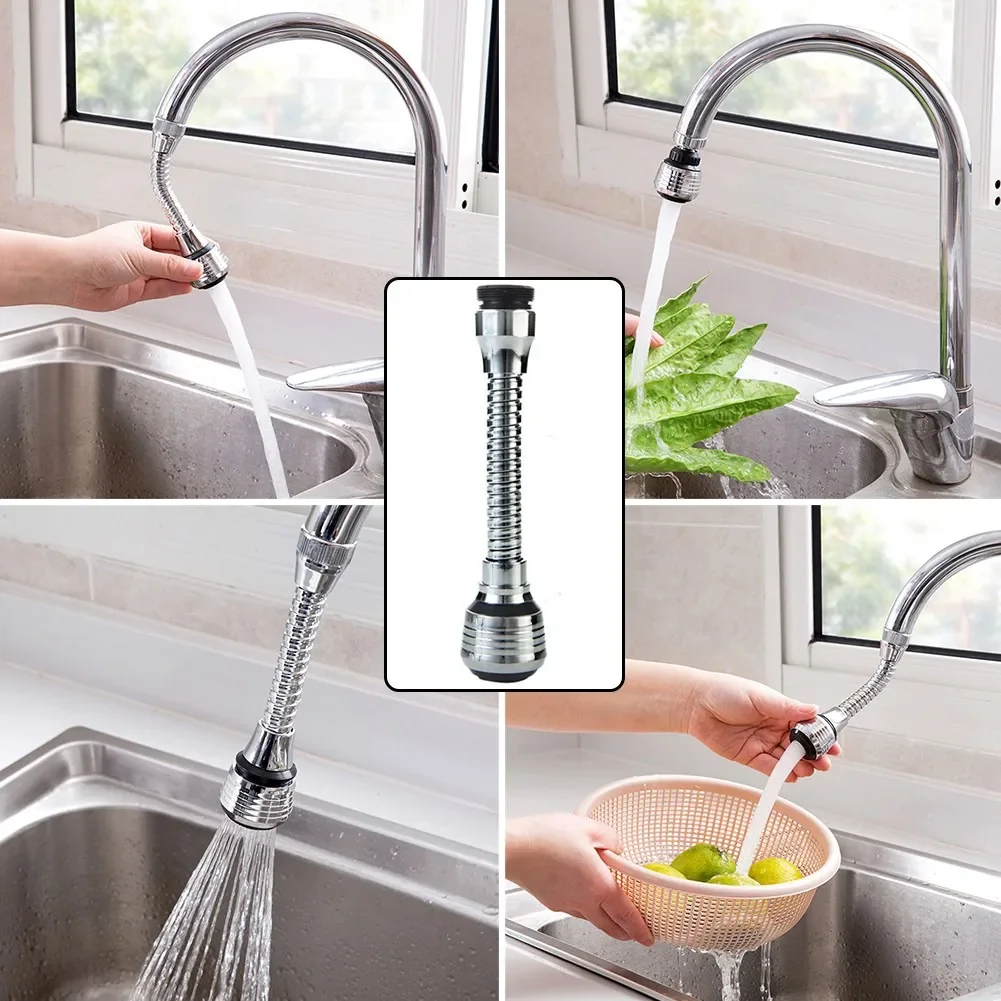 Kitchen Sink Faucet Sprayer Extender Faucet Nozzle Tap Aerator 360° Swivel Chrome Flexible Replacement Rotation