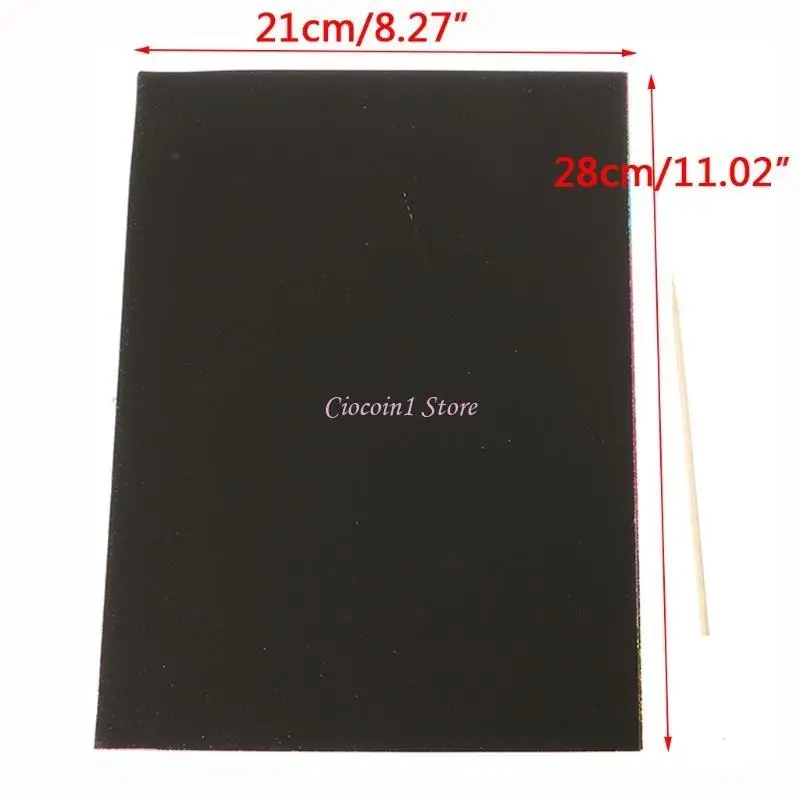 Y1UB 10 枚 マジックスクラッチアート画用紙と描画スティック子供のおもちゃのギフト