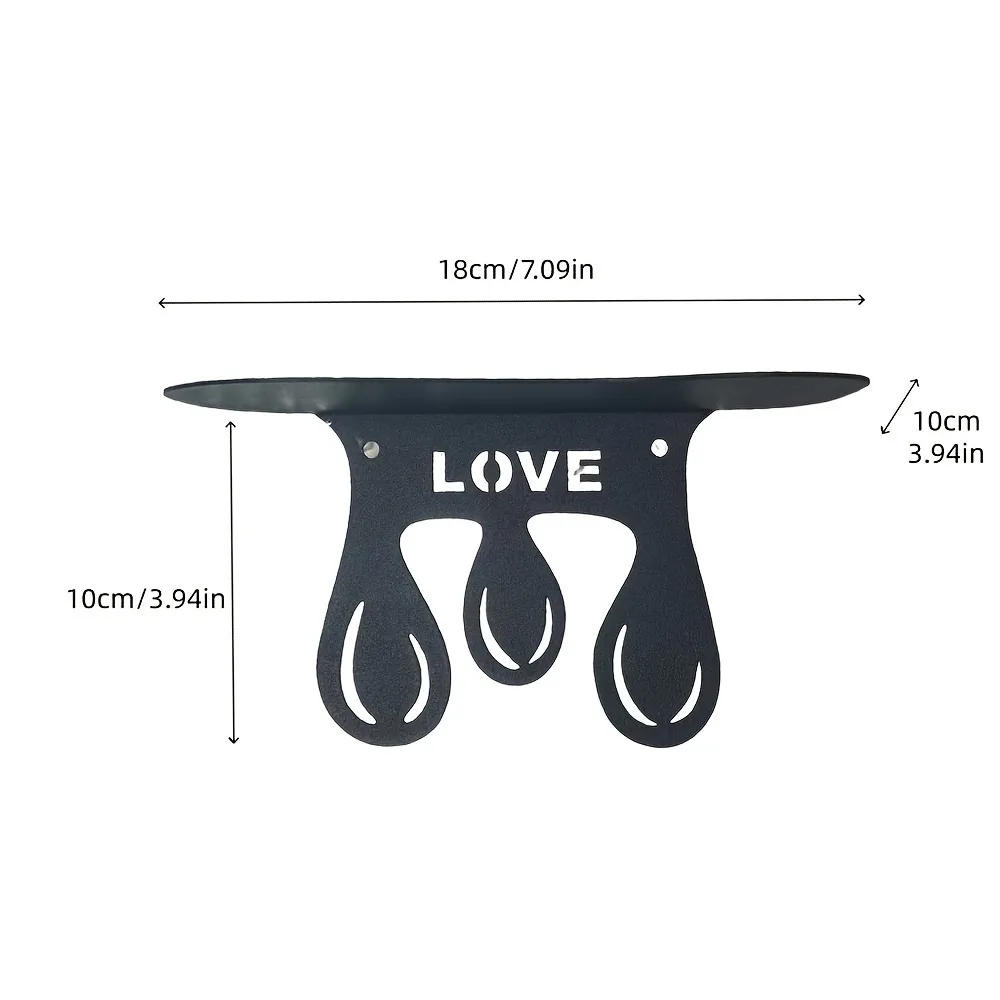 CIFBUY Creative Waterdrop Iron Wall Shelf Sturdy Black Metal Floating Organizer Artistic Home Decor Storage