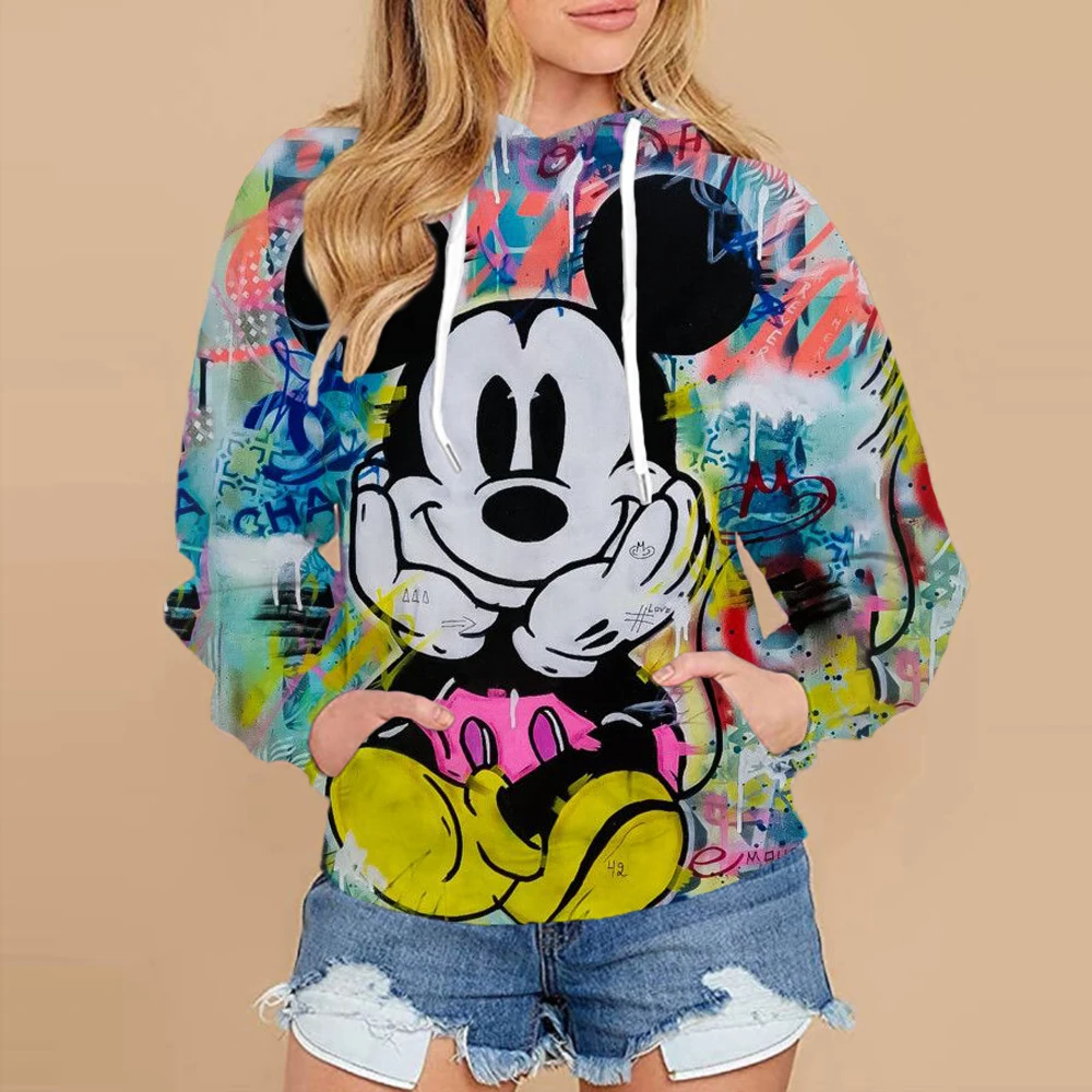 2024 Herfst Straat Harajuku Mode Dames Top Nieuwe Kerst Mickey En Minnie Patroon Kinderen Casual Hoodie Y 2K