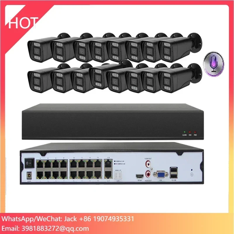 8 Megapixel 16 Channel 4K Ip Cameras Video Surveillance System with 8mp Cctv Poe Nvr Recorder Cctv Kit (hdd,cable Optional)
