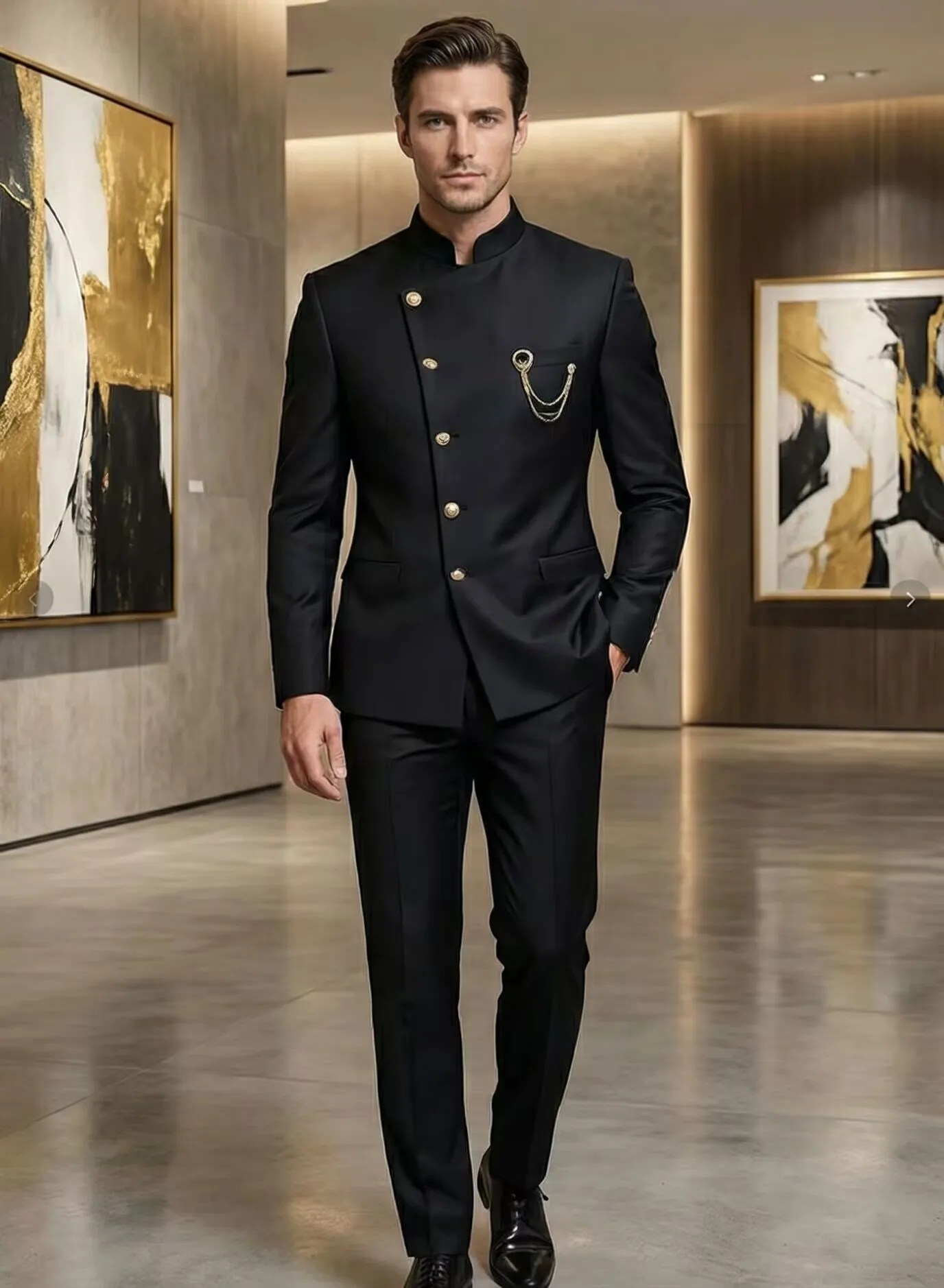 Formal Elegant Men's Suits 2 Piece Set New Design Black  Slim Fit Wedding Suits Groomsmen Party Tuxedo costumes homme