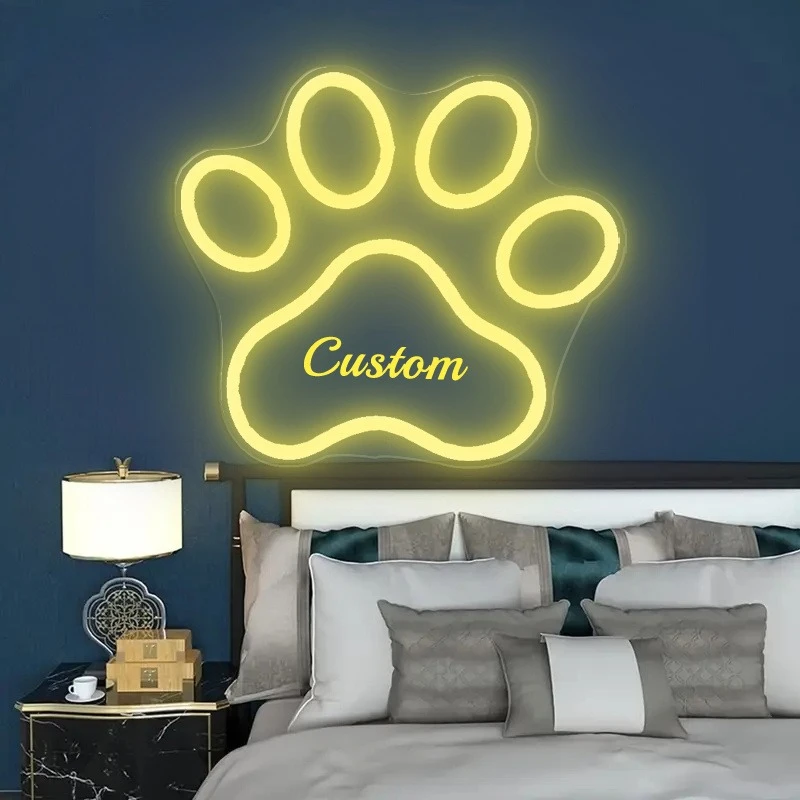 

Custom LED Paw Print Neon Sign with Personalized Pet Name neon light Home Room Wall Hanging Decoration Pet Shop Decoration