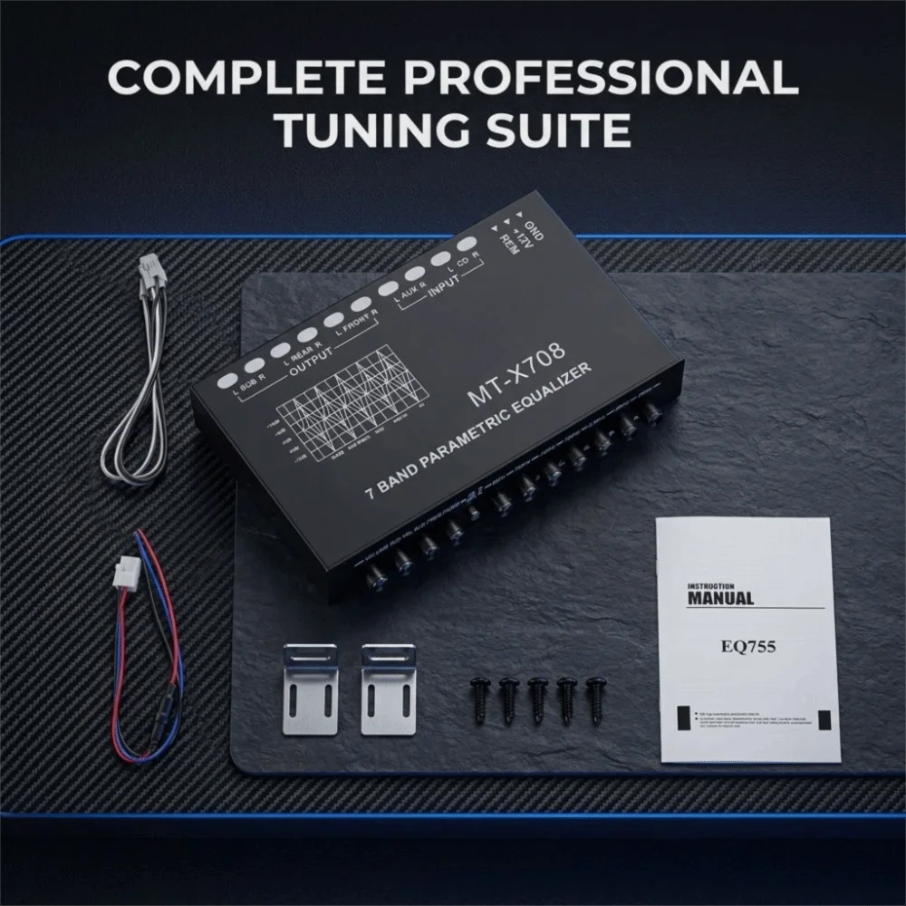Professional Black Car Audio Equalizer 7 Band Crossover Professional Equalizer Multifunctional Audio Output 7 Band Equalizer