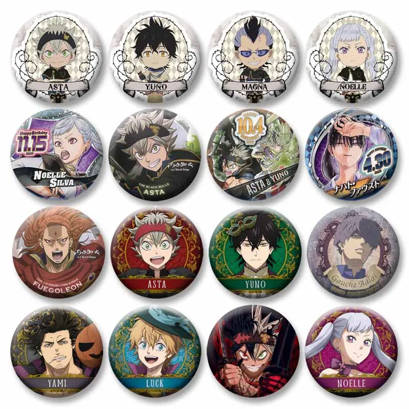 Black Clover Asta Anime Badges Yami Sukehiro Yuno Lapel Pin Round Collar Brooch on Backpack Accessories Decoration Jewelry Gift