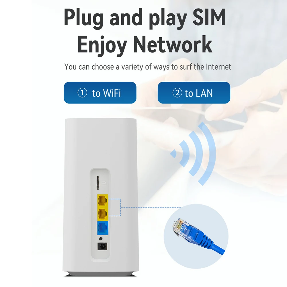 Wireless Router 300Mbps CPE 4G WiFi Router 3 RJ45 with SIM Card Slot Wide Coverage Internal Antenna Portable Network