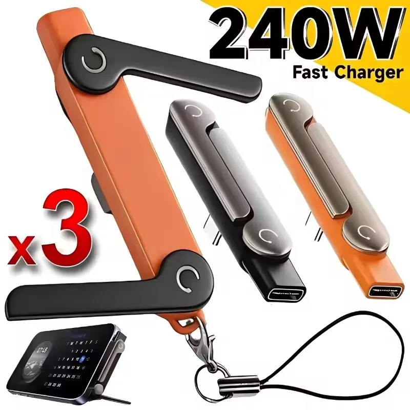 1/2/3PCS Type C Phone Charging Bracket Adapter 240W Fast Charging OTG Type-C Male to USB-C Female Converter With foldable Holder