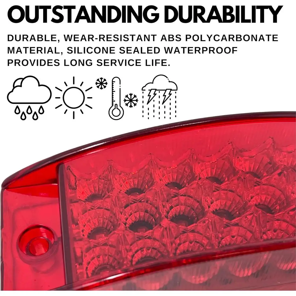 数量10個 赤色 6インチ 21LED サイドマーカー クリアランスライト 長方形 12V トラック トレーラー キャンピングカー ボート マリン 6x2 長方形 表面実装 [S]