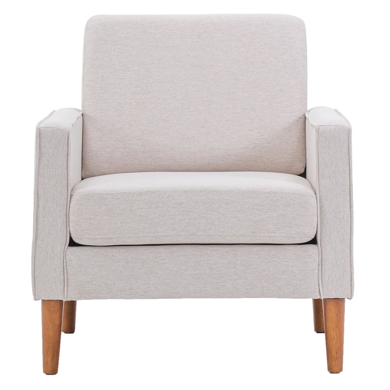 

80*76*85cm Linen Solid Wood Legs II Single Seat Without Chaise Concubine Solid Wood Frame Sofa Creamy White