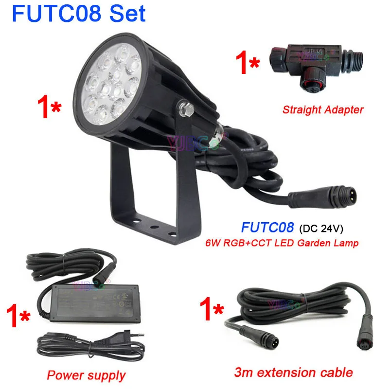 

Miboxer 6W RGB+CCT LED Garden Light FUTC08 Waterproof IP66 Garden lamp Outdoor Lighting DC 24V Power adapter 3m cable Connector