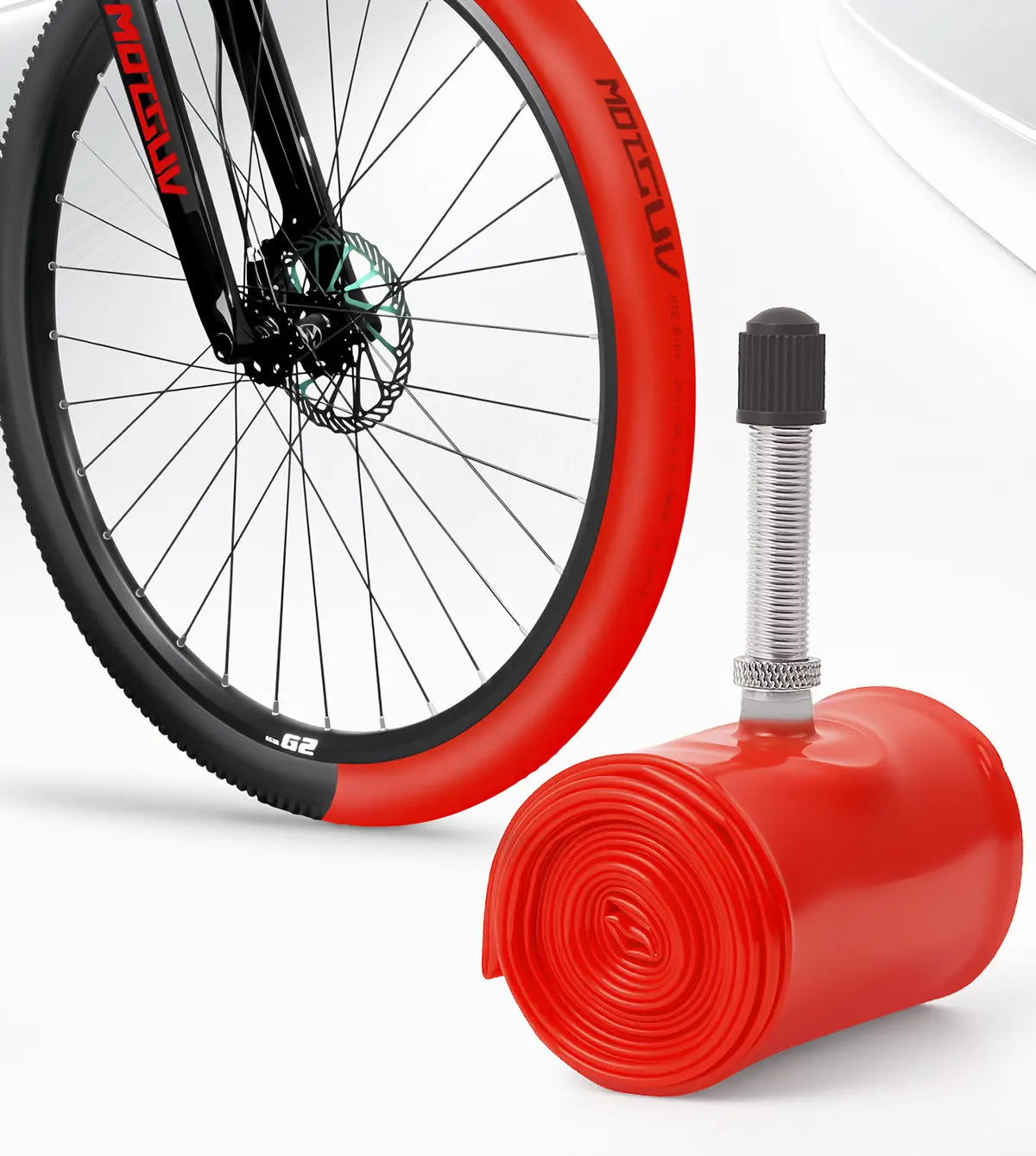 Ultraleichter 26/27,5/29 Zoll Mountainbike-Schlauch mit Anti-Stich-TPU-Membran, schöner Schlauchdüse, Metall-Luftventil, tragbar – Detail 2