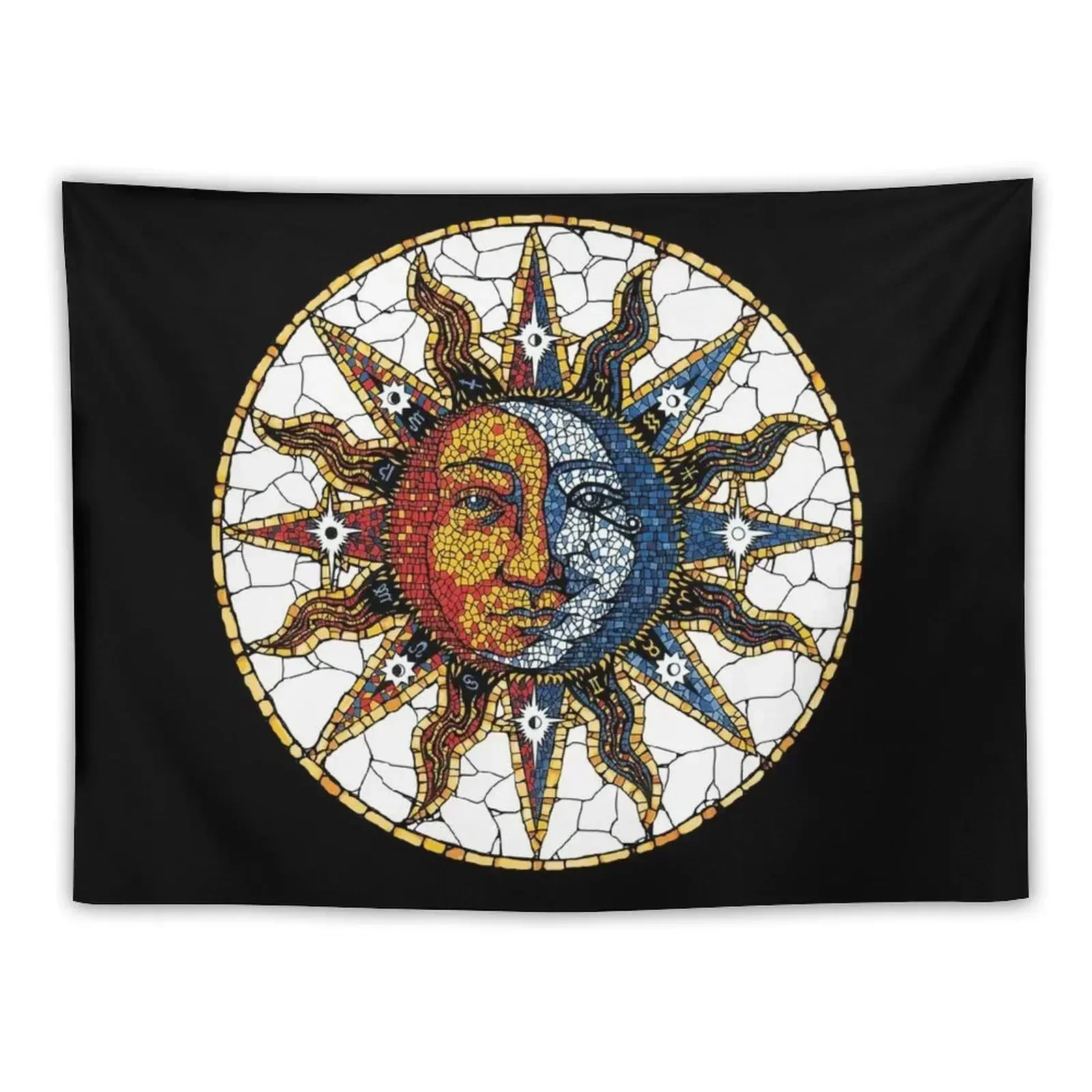 

Celestial Mosaic Sun and Moon COASTER Tapestry Room Design Anime Decor Room Decor Korean Style Tapestry