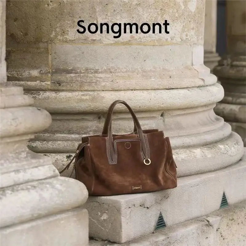 حقيبة سفر من جلد الغزال من Songmont، حقيبة واسعة على طراز بوسطن للتنقل في العمل وفي عطلة نهاية الأسبوع