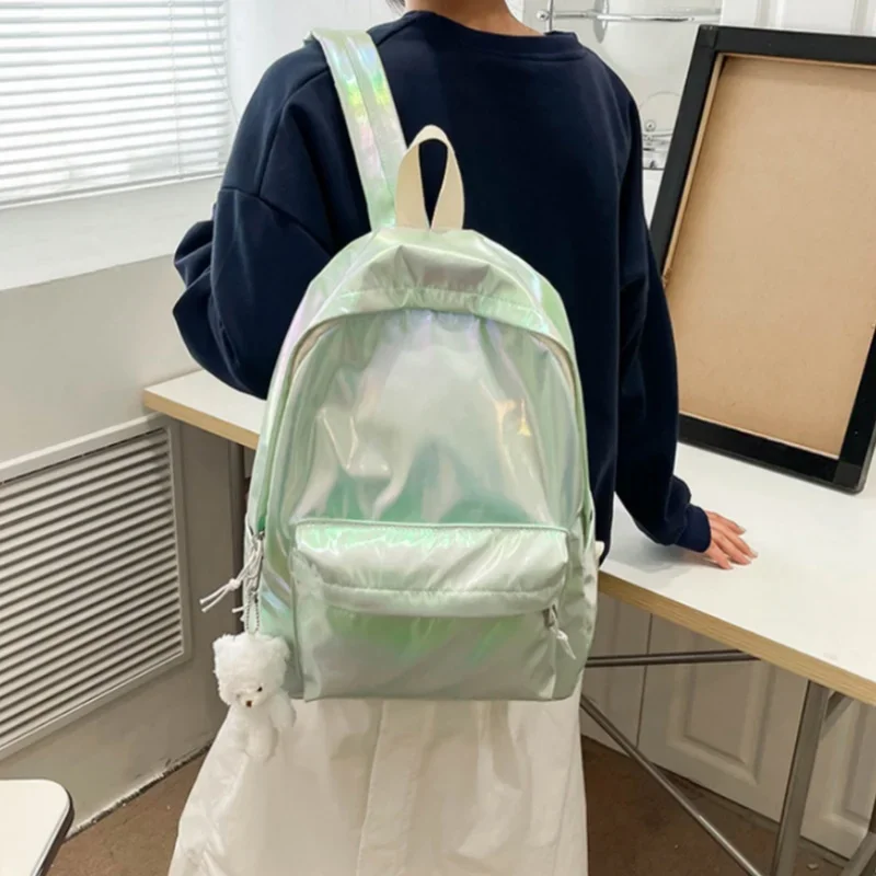 شخصية مطرزة الأزياء الهولوغرام على ظهره الليزر لامعة حقيبة المدرسة مخصص أي اسم Daypack