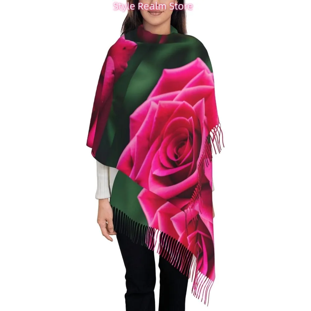 

Rose Flower Print Women Fashion Winter Scarf Soft Long Style Warm Shawl Scarves Wraps
