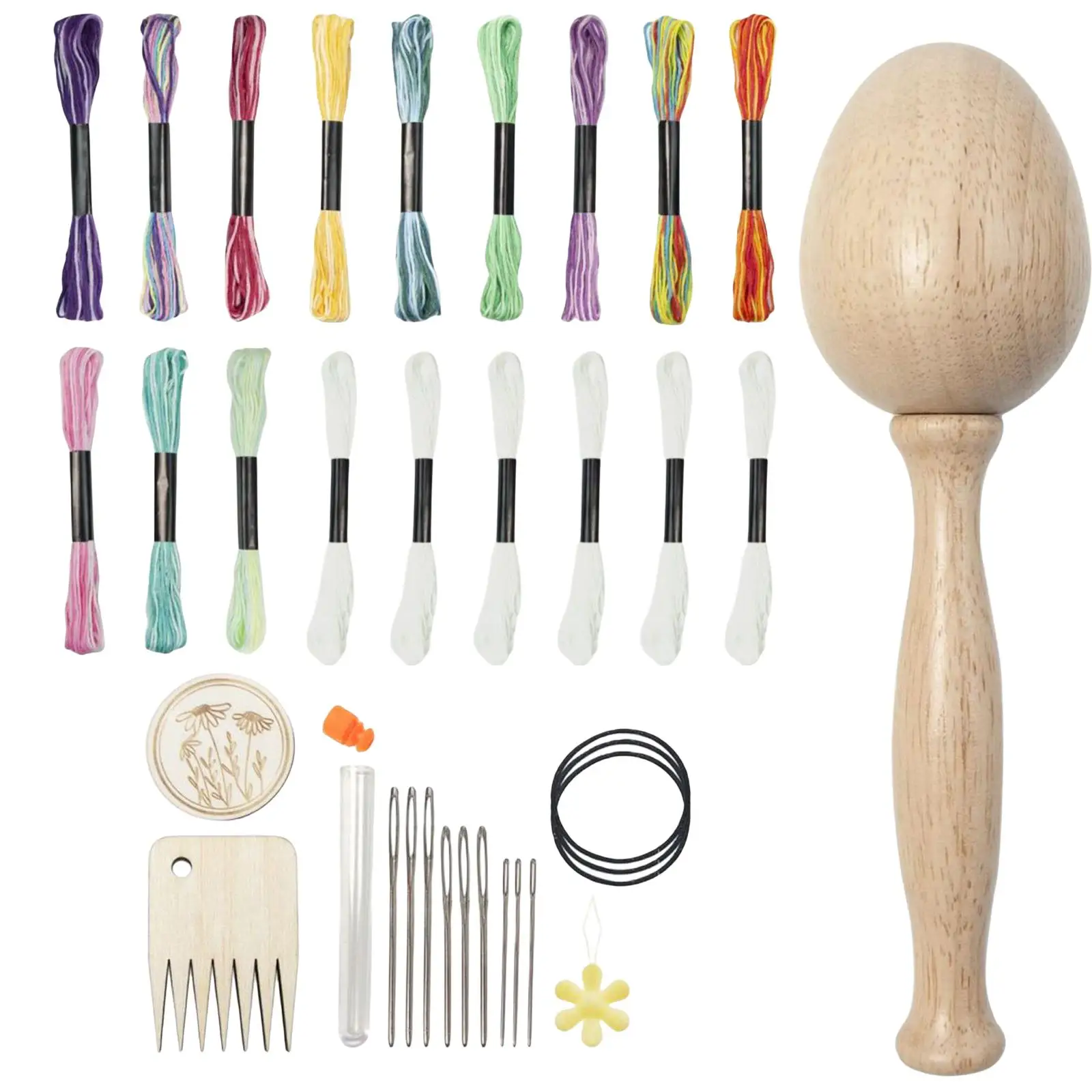 Darning Egg Darning Needle Kit Sewing Portable Crafts DIY Wood Darning Mushroom with Tools for Mending Stitch Socks Sweaters