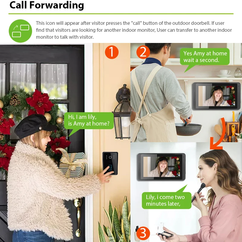 Tuya smart 7" WIFI Video Intercom with Night Vision Device Camera Motion Detection 2 Monitors & 2 Doorbell 110°/1080P/AHD